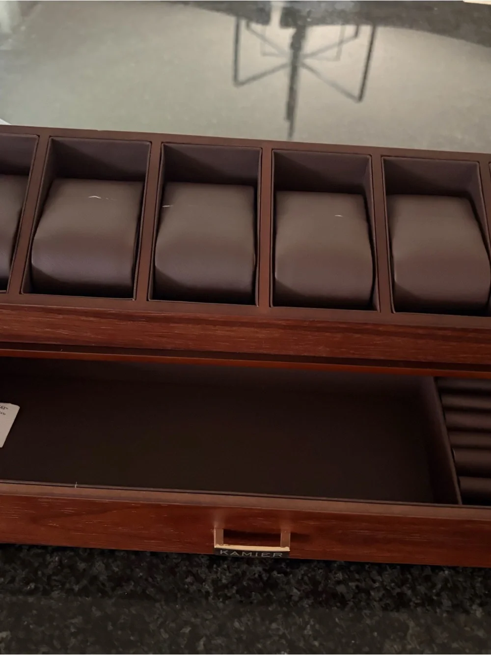 Brown Leather Watch Organizer Box - 6-Slot